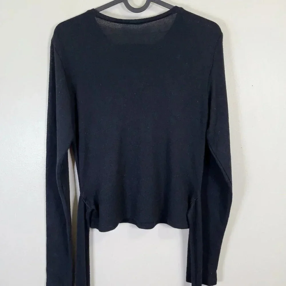 Zara Soft Ribbed Tie Waist Crew Neck Sweater